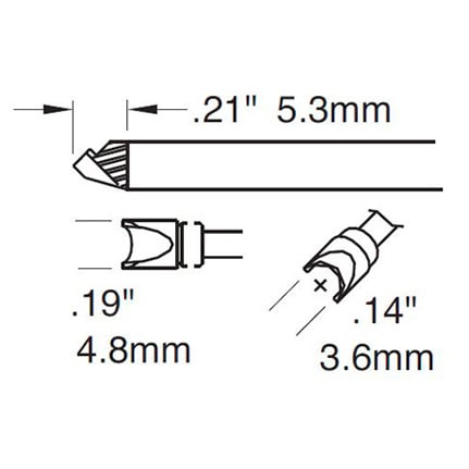 OKi STTC-197 Grooved Semi-Rigid Coax Tip 4.8 mm x 5.3 mm