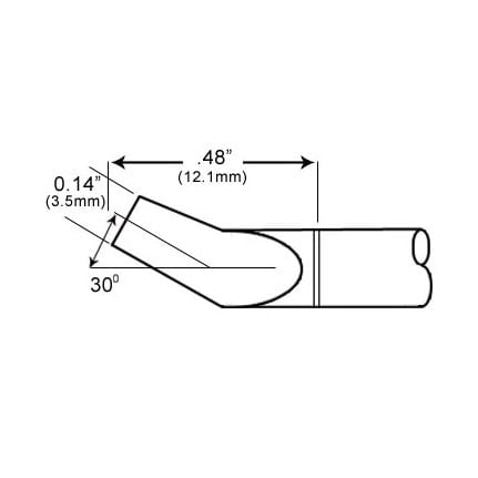 OKi PTTC-708B Bent Tweezer Tip 3.5 mm x 12.1 mm