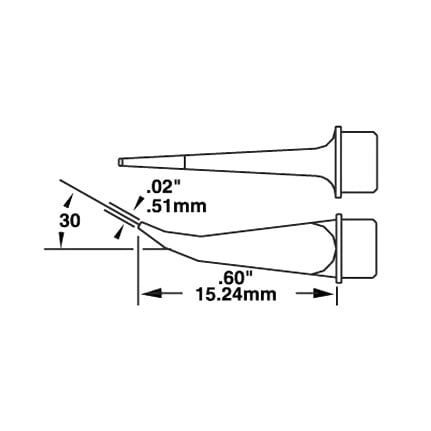 OKi SMTC-8172, 30° Micro Drag Solder Tip 0.5 mm x 15.24 mm