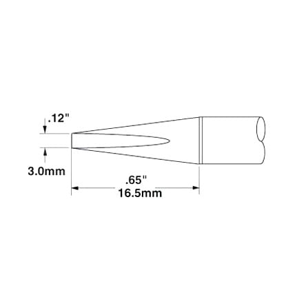 OKi SSC-746A Long Reach Chisel Tip 3 mm x 16.5 mm