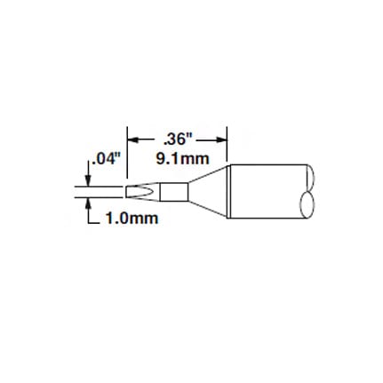 OKi STTC-025, 30° Chisel Solder Tip 1 mm x 9.1 mm