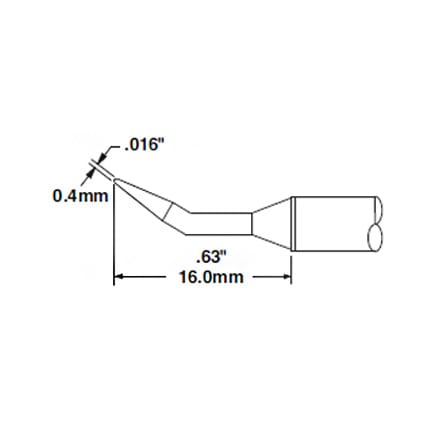 OKi STTC-040 Sharp Bent Tip 0.4 mm x 16 mm