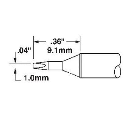 OKi STTC-525, 30° Chisel Solder Tip 1 mm x 9.1 mm