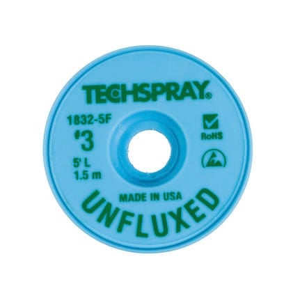 Techspray 1832 Unfluxed Desoldering Braid Green 5 ft